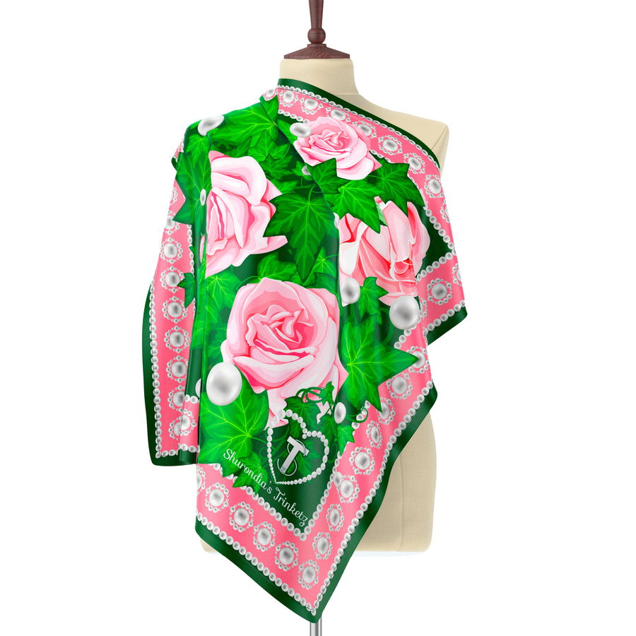 Enchanted Ivy Rose Lavish Silk Scarf