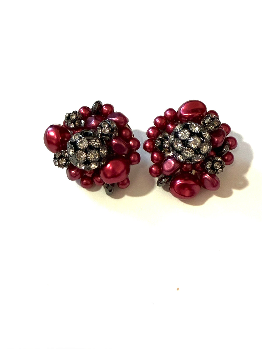 Fatima Stud Earrings-Wine