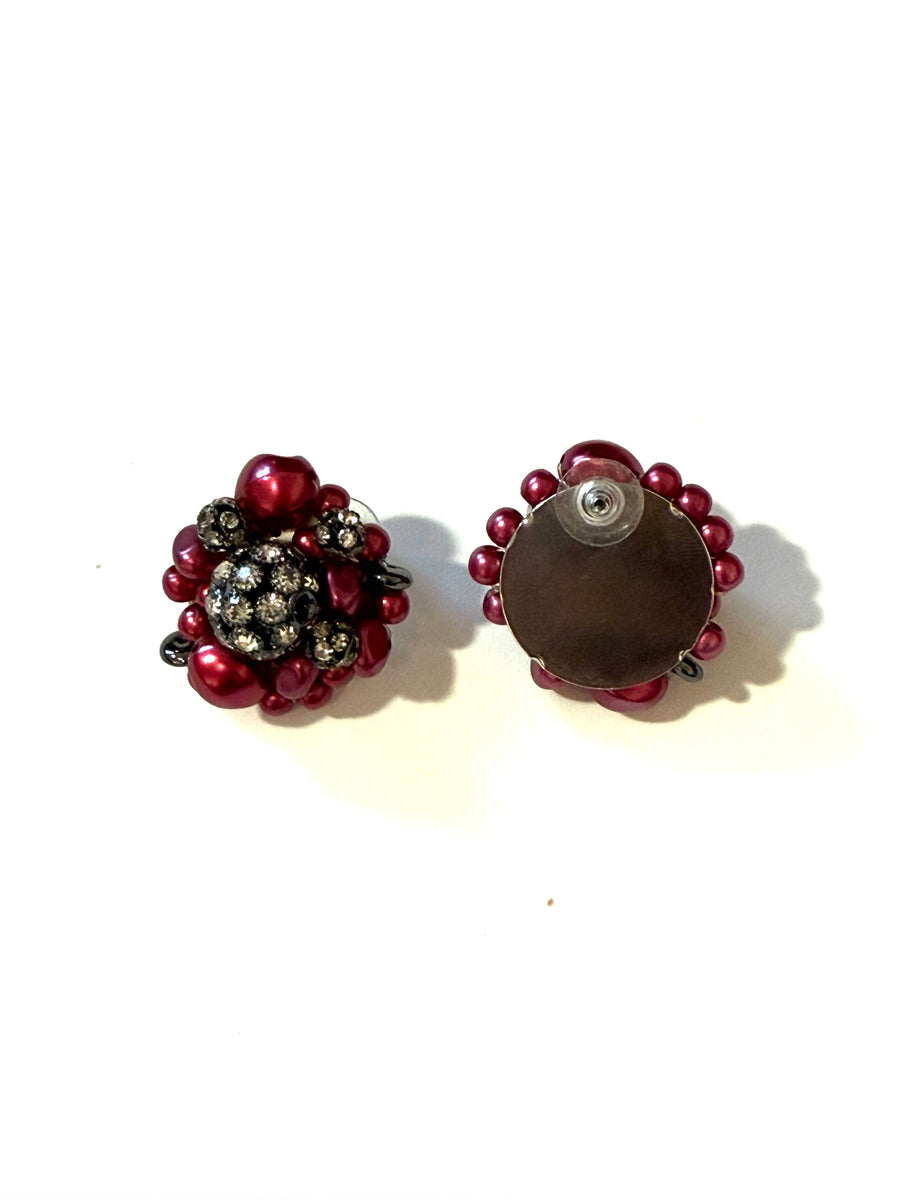 Fatima Stud Earrings-Wine